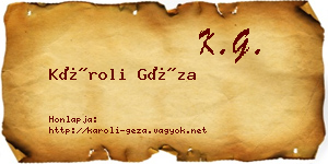 Károli Géza névjegykártya