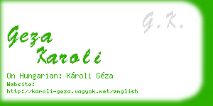geza karoli business card