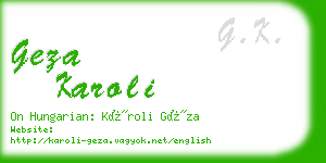 geza karoli business card